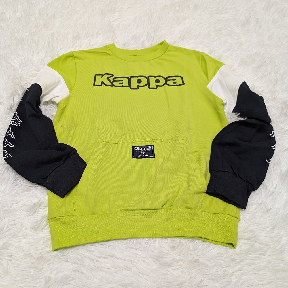Kappa Unisex Crew Neck Lime Yellow Pullover Loopknit with logo Sweatshirt NWOT